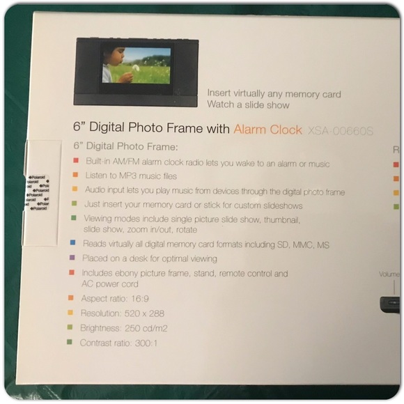 Polaroid 6" Digital Photo Frame With Alarm Clock - Picture 2 of 2